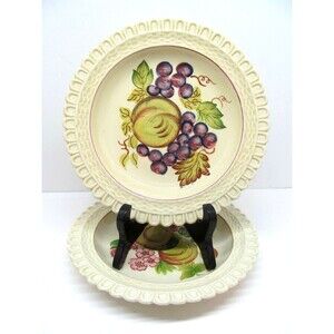 Royal Adams Ivory Titian Ware 8" Plates Set Of 2  Fruit Design